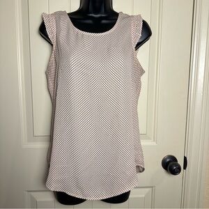 Adrianna Papell Pink W/ Black Polka Dot Sleeveless Blouse Women's Small $69